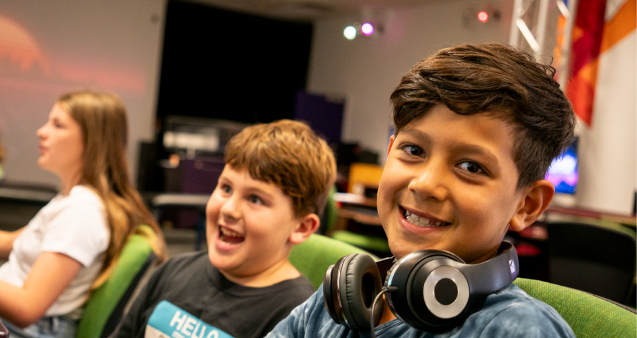 Children on computers in the MediaLab